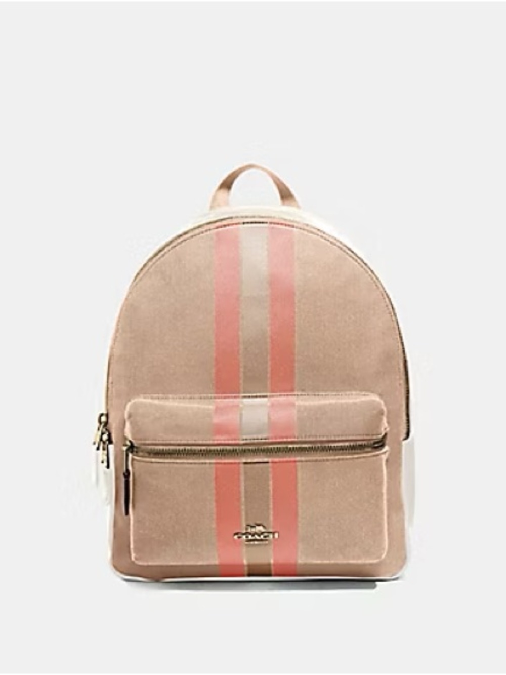 Coach Medium Charlie Backpack with varsity stripe. A must for summer essentials